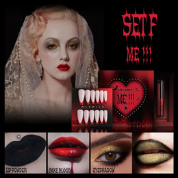 KissICON F Halloween Makeup Set Glitter Lip Glaze Fake Blood Wearing Armor 4pcs/set Festive Set Trick or Treat Cosmetics Makeup For Women