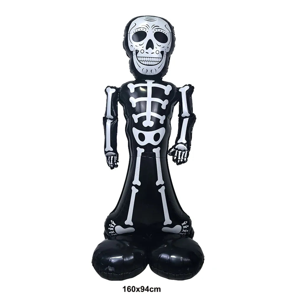 KissICON F / Other Halloween Party Decor Standing Inflatable Aluminum Foil Balloon Ghost Pumpkin Skull Haunted House Tombstone Skeleton Balloon