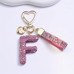 KissICON F Sparkling Pink  White Initial PVC Keychain Gift