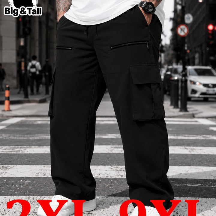 Plus Size Mens Solid Cargo Pants Versatile Comfort for Any Adventure