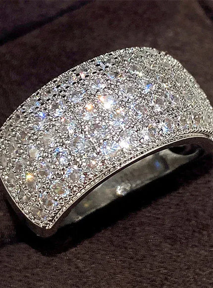 KissICON F1762 / 6 Iced Out Rings Silver Zircon Crystal Band Ring