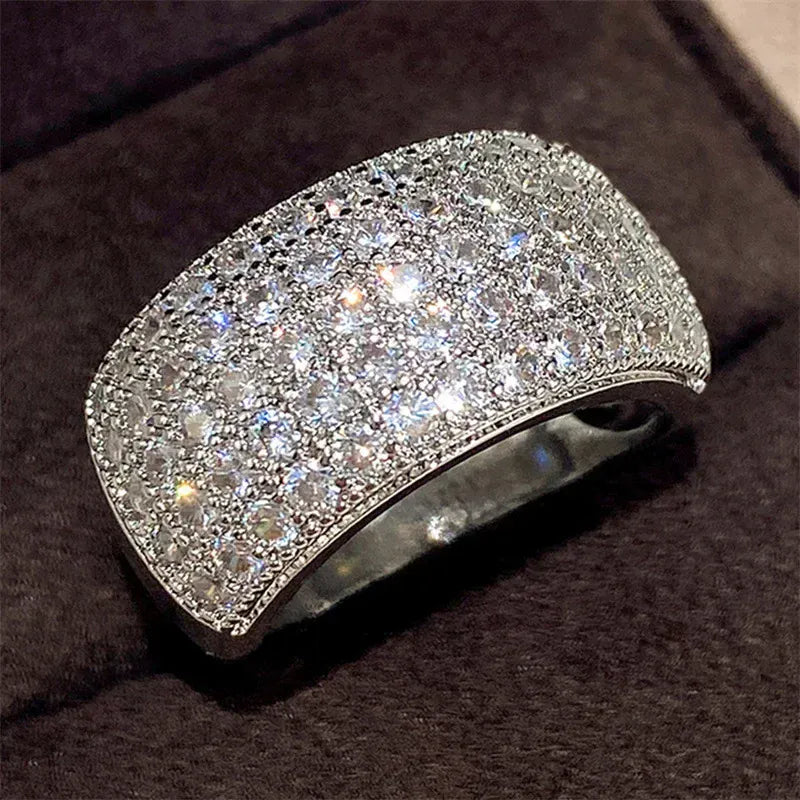KissICON F1762 / 6 Iced Out Rings Silver Zircon Crystal Band Ring