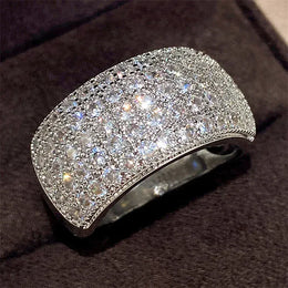 KissICON F1762 / 6 Iced Out Rings Silver Zircon Crystal Band Ring