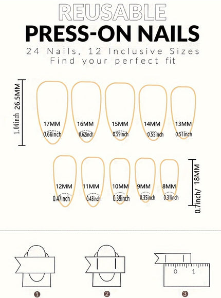 KissIcon Almond Press On Nails French Tips -