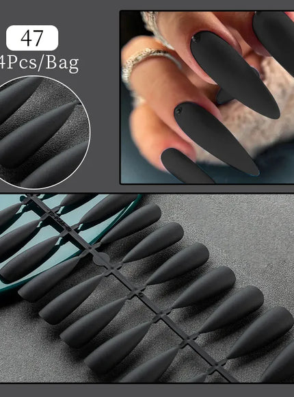 KissICON F47 KissIcon 24Tips False Nail Tips Almond Coffin Extension
