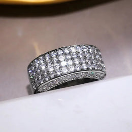 KissICON F986 / 6 Iced Out Rings Silver Zircon Crystal Band Ring