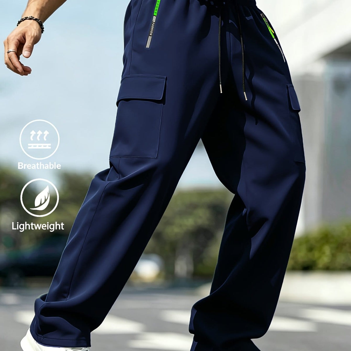 KissICON Blue / UK 30 Mens Lightweight Cargo Work Pants AllSeason Comfort  Utility