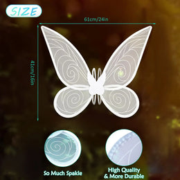 KissICON Fairy Wing,Butterfly Fairy Halloween Costume Angel Wings,Halloween Costume Sparkle Angel Wings Dress Up Party Favor White