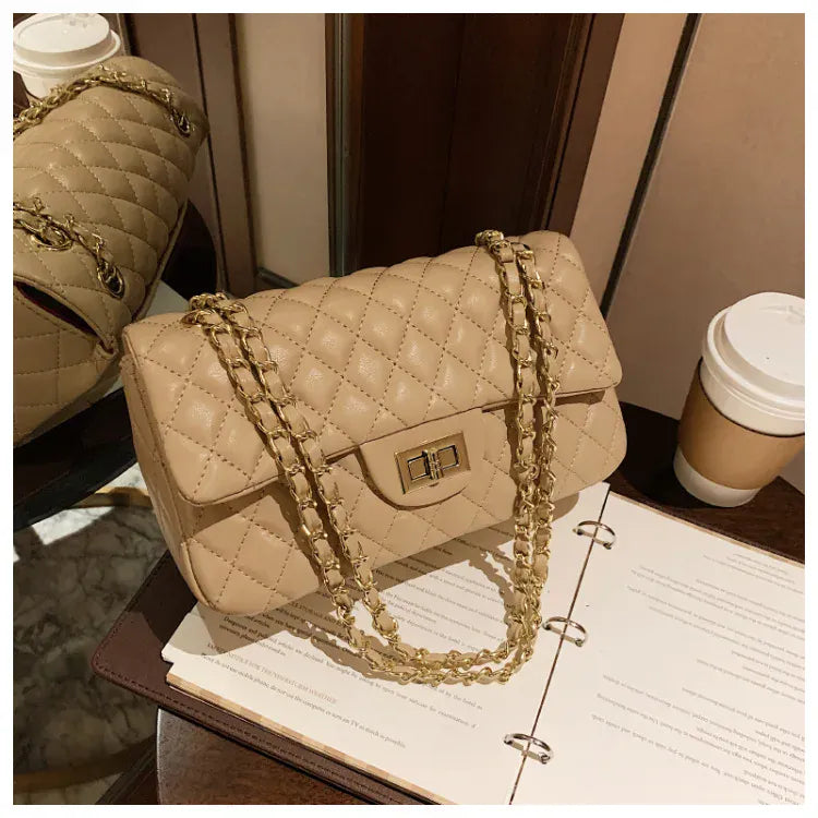 KissICON Fall Trend Women's Texture Rhombic Chain Slung