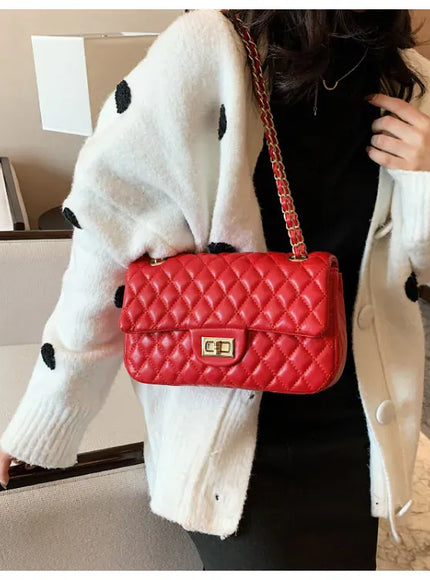 KissICON Fall Trend Women's Texture Rhombic Chain Slung