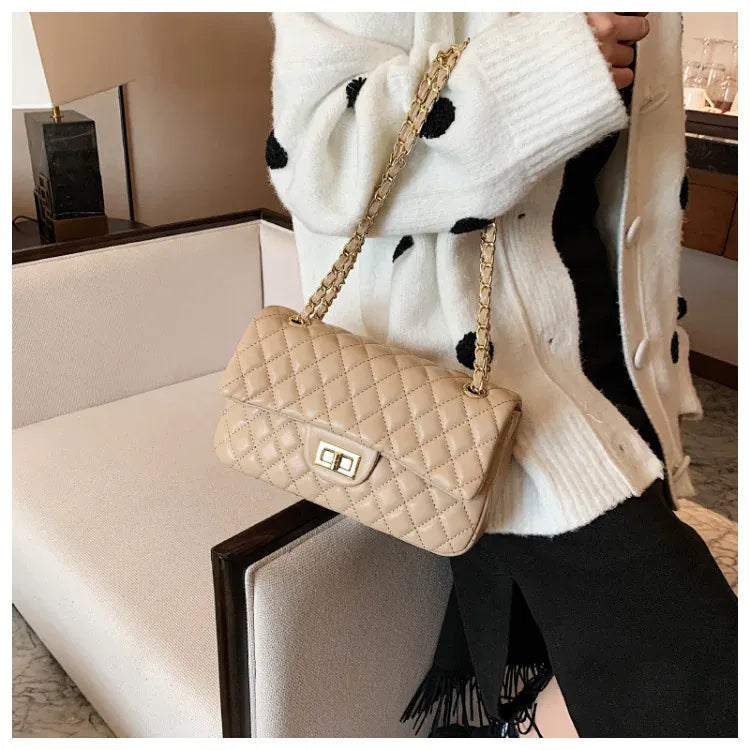 KissICON Fall Trend Women's Texture Rhombic Chain Slung