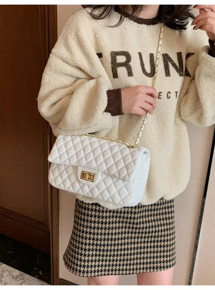 KissICON Fall Trend Women's Texture Rhombic Chain Slung