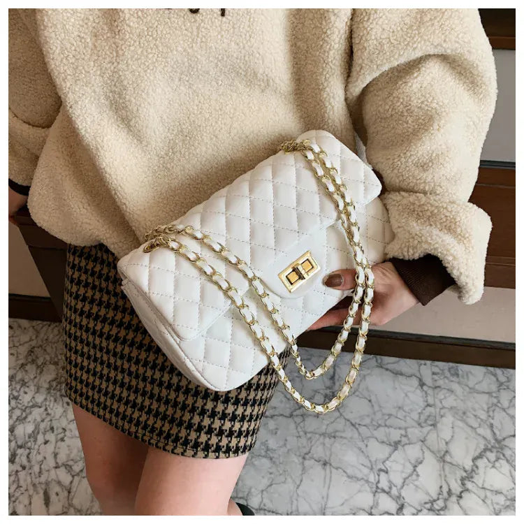 KissICON Fall Trend Women's Texture Rhombic Chain Slung