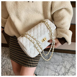 KissICON Fall Trend Women's Texture Rhombic Chain Slung