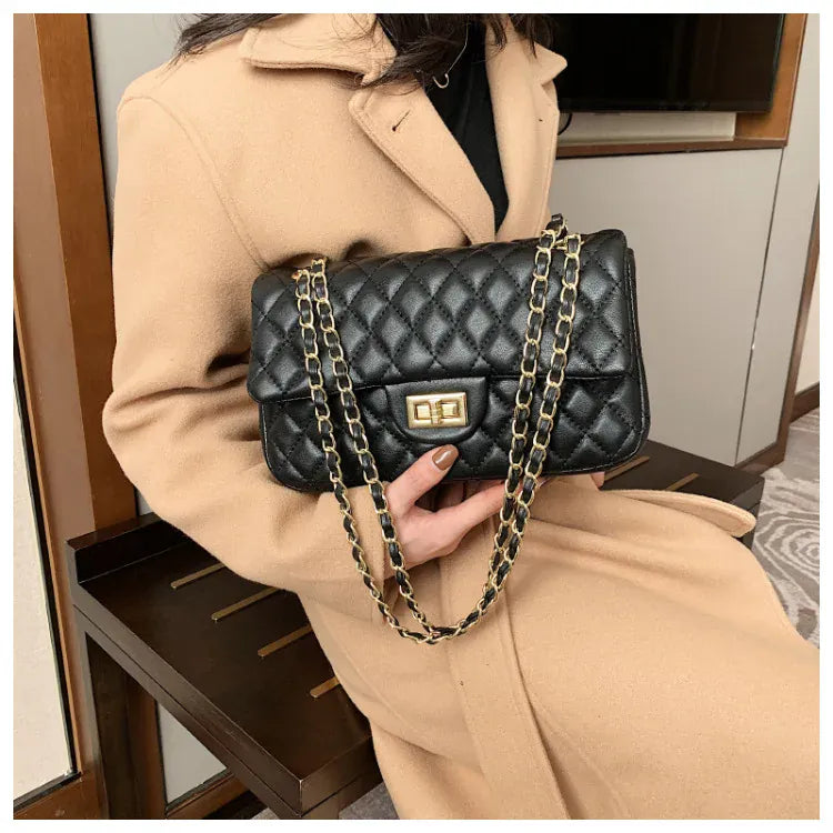 KissICON Fall Trend Women's Texture Rhombic Chain Slung
