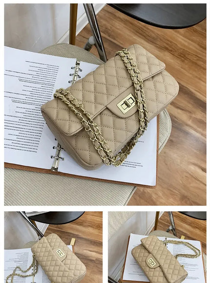KissICON Fall Trend Women's Texture Rhombic Chain Slung