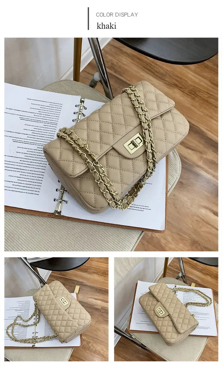 KissICON Fall Trend Women's Texture Rhombic Chain Slung