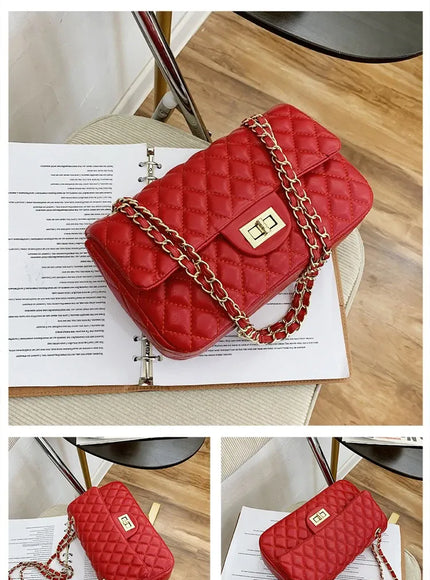 KissICON Fall Trend Women's Texture Rhombic Chain Slung