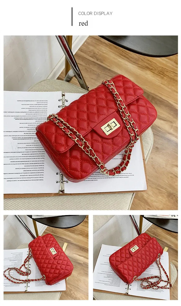 KissICON Fall Trend Women's Texture Rhombic Chain Slung
