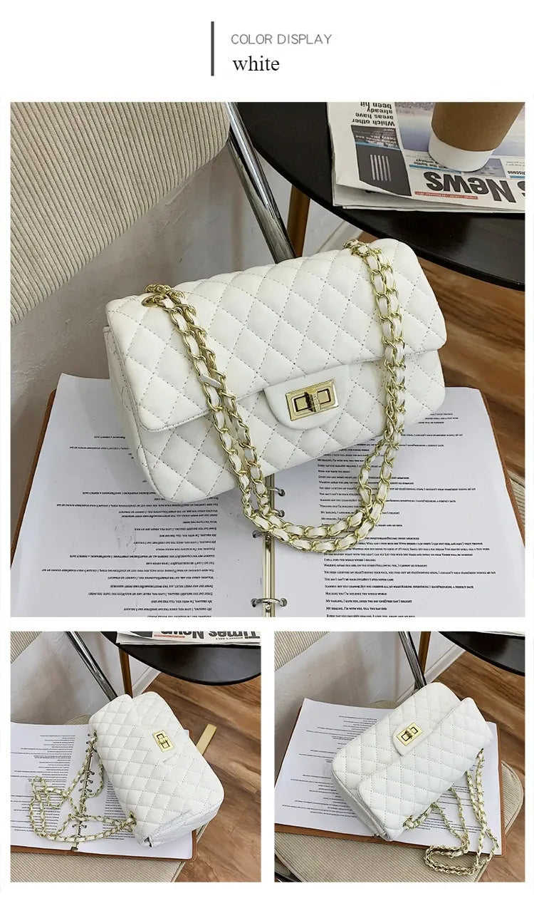 KissICON Fall Trend Women's Texture Rhombic Chain Slung
