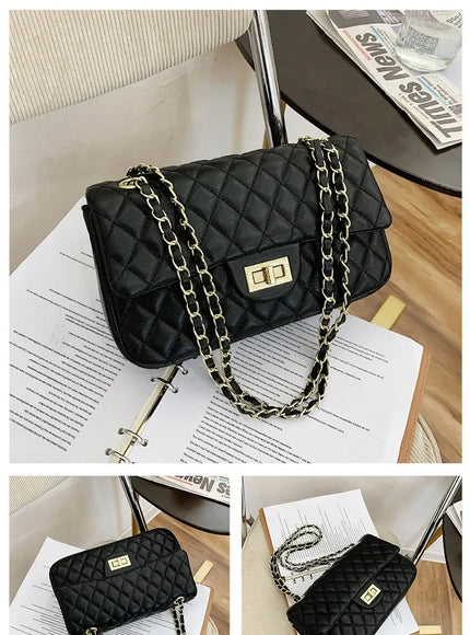 KissICON Fall Trend Women's Texture Rhombic Chain Slung