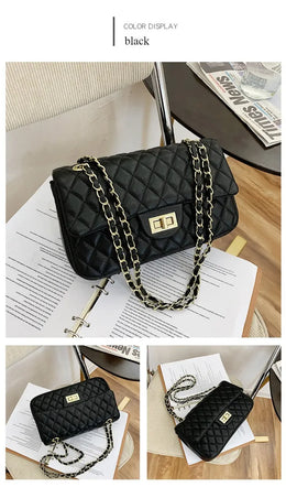 KissICON Fall Trend Women's Texture Rhombic Chain Slung