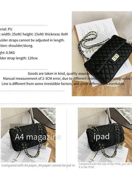 KissICON Fall Trend Women's Texture Rhombic Chain Slung