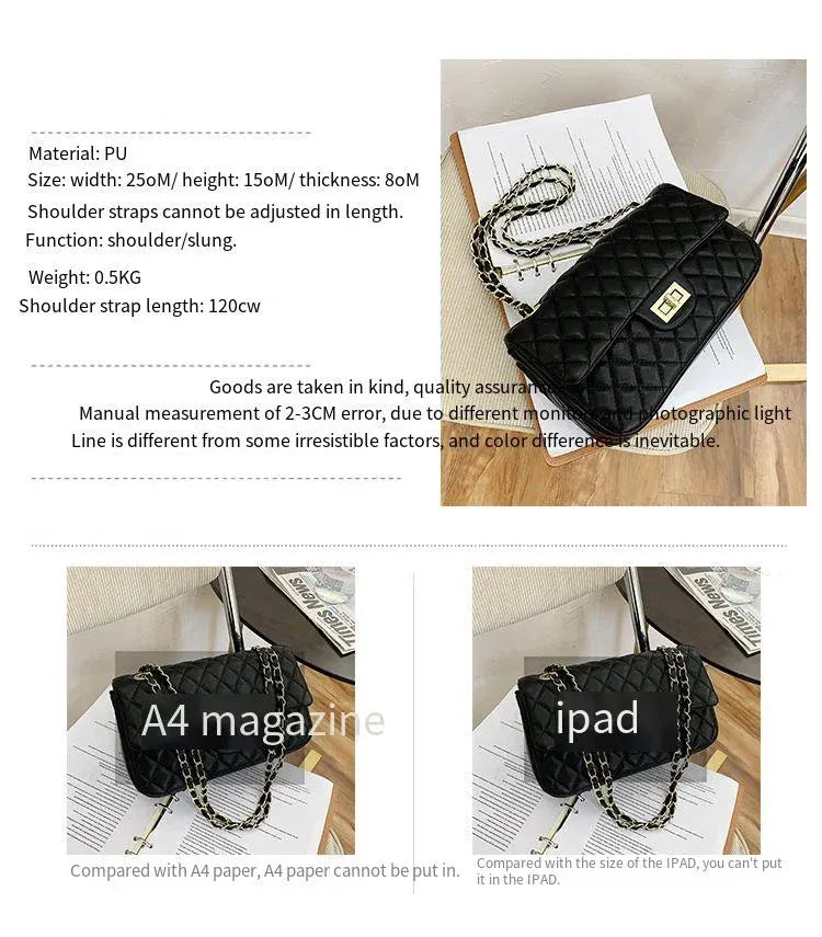 KissICON Fall Trend Women's Texture Rhombic Chain Slung