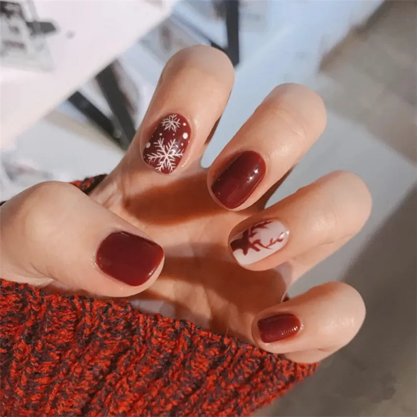 KissICON False-Nails-6108 24Pcs Full Cover Wearing Reusable False Nails Glitter