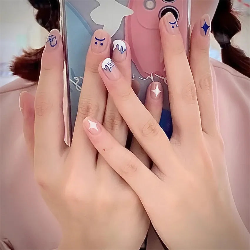 KissICON False-Nails-6130 24Pcs Full Cover Wearing Reusable False Nails Glitter