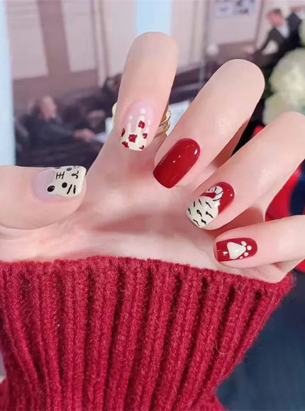 KissICON False-Nails-6142 24Pcs Full Cover Wearing Reusable False Nails Glitter