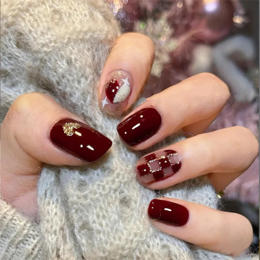 KissICON False-Nails-6153 24Pcs Full Cover Wearing Reusable False Nails Glitter
