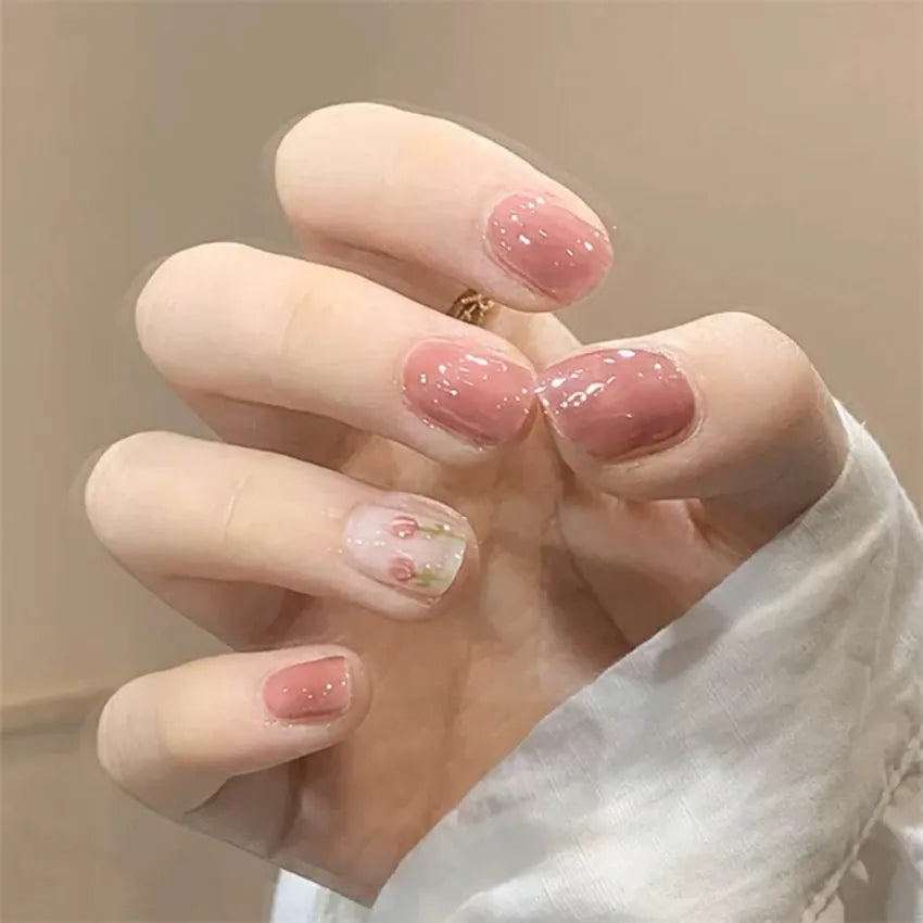 KissICON False-Nails-6154 24Pcs Full Cover Wearing Reusable False Nails Glitter
