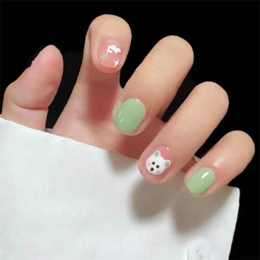 KissICON False-Nails-6167 24Pcs Full Cover Wearing Reusable False Nails Glitter