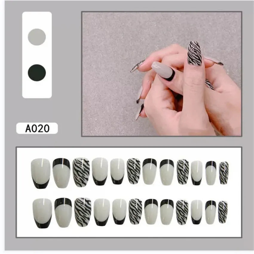 KissICON False-Nails-A020 24Pcs Full Cover Wearing Reusable False Nails Glitter