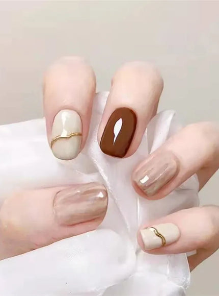 KissICON False-Nails-R314 24Pcs Full Cover Wearing Reusable False Nails Glitter