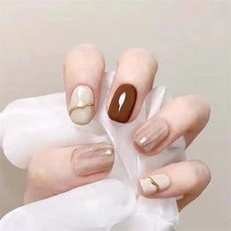 KissICON False-Nails-R314 24Pcs Full Cover Wearing Reusable False Nails Glitter