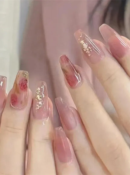 KissICON False-Nails-R415 24Pcs Full Cover Wearing Reusable False Nails Glitter