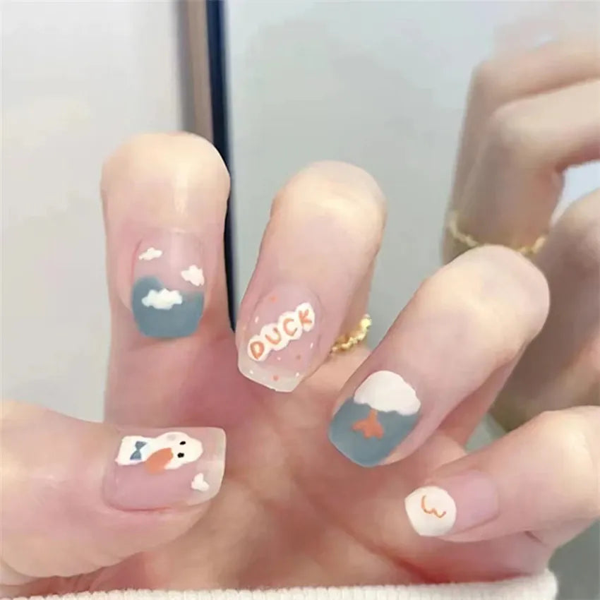 KissICON False-Nails-R508 24Pcs Full Cover Wearing Reusable False Nails Glitter
