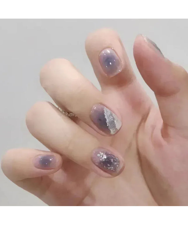 KissICON False-Nails-R543 24Pcs Full Cover Wearing Reusable False Nails Glitter