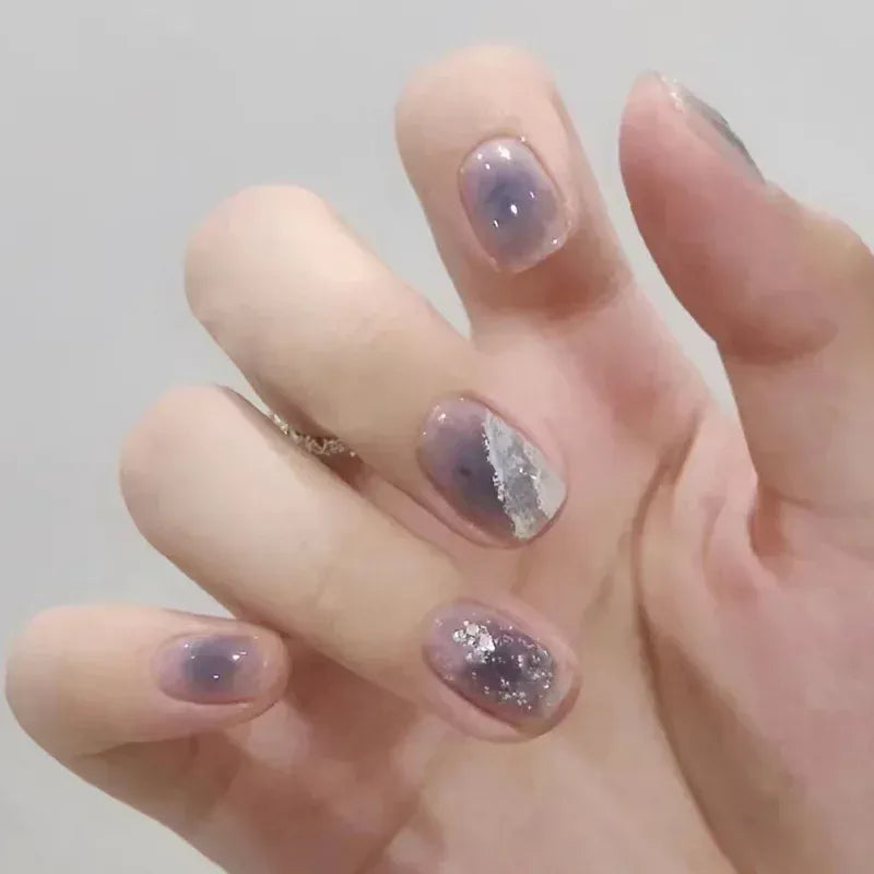 KissICON False-Nails-R543 24Pcs Full Cover Wearing Reusable False Nails Glitter