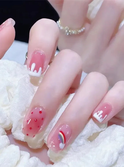 KissICON False-Nails-R570 24Pcs Full Cover Wearing Reusable False Nails Glitter
