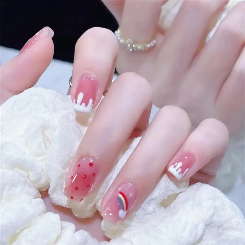 KissICON False-Nails-R570 24Pcs Full Cover Wearing Reusable False Nails Glitter