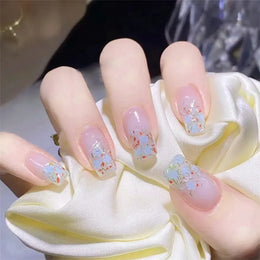 KissICON False-Nails-R573 24Pcs Full Cover Wearing Reusable False Nails Glitter