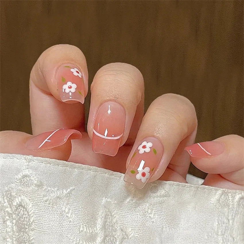 KissICON False-Nails-R574 24Pcs Full Cover Wearing Reusable False Nails Glitter