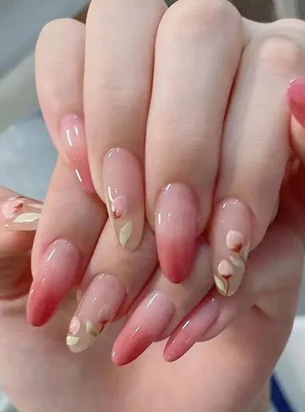 KissICON False-Nails-R586 24Pcs Full Cover Wearing Reusable False Nails Glitter