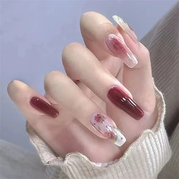 KissICON False-Nails-R588 24Pcs Full Cover Wearing Reusable False Nails Glitter