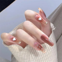 KissICON False-Nails-R614 24Pcs Full Cover Wearing Reusable False Nails Glitter