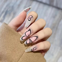 KissICON False-Nails-R632 24Pcs Full Cover Wearing Reusable False Nails Glitter