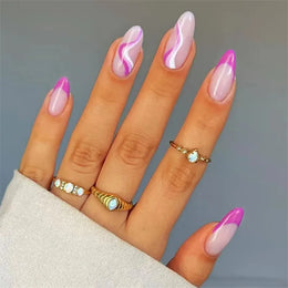 KissICON False Nails -W205 KissIcon Flower Almond False Nails Blue White -